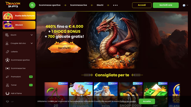 Schermata autentica della piattaforma DragonSlot Casino