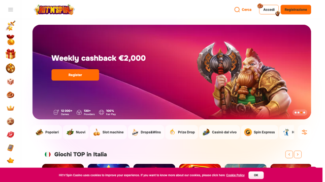 Schermata autentica della piattaforma Hit&rsquo;n&rsquo;Spin Casino