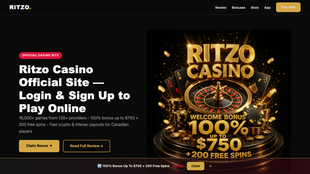 Schermata originale della piattaforma Ritzo Casino