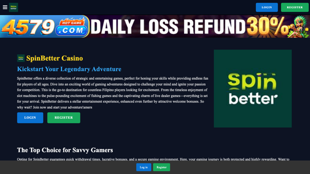 Schermata reale della pagina di SpinBetter Casino